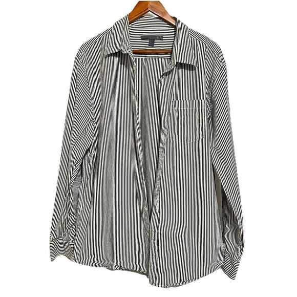 Old Navy Mens Green White Stripe Extra Large Casual Button Up Dress Shirt - Picture 1 of 9